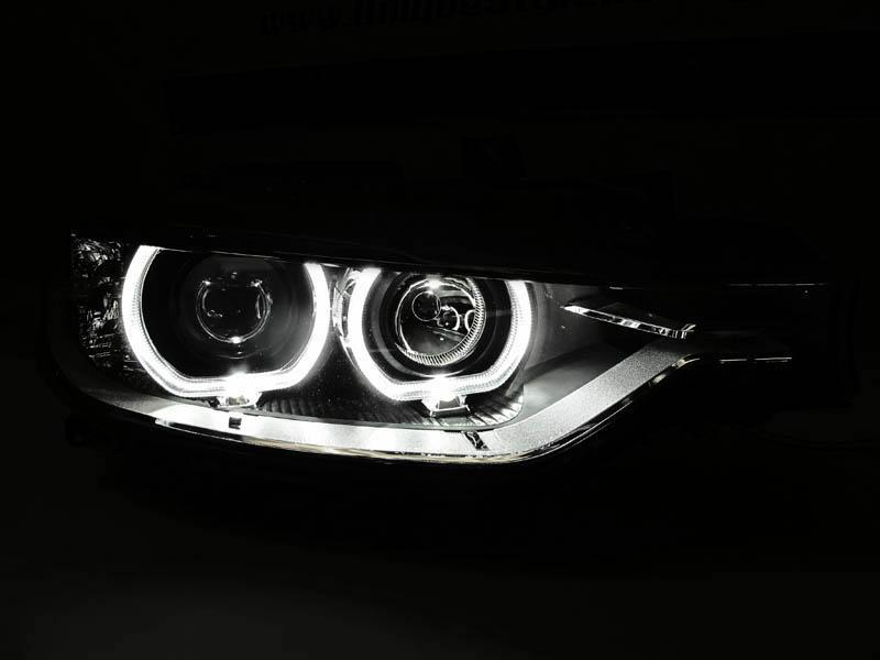 Unique Style Racing DEPO Lighting 2012-2015 BMW F30 / F31 3 Series 4 Door Sedan / 5 Door Wagon DEPO Black LED Angel Eyes Halo Rings Projector Headlight