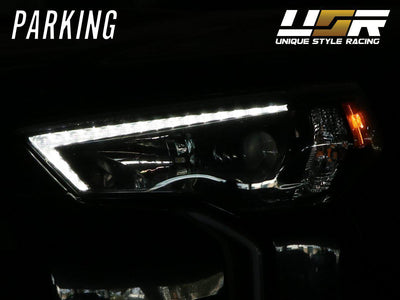 Unique Style Racing DEPO Lighting 2014-2020 Toyota 4Runner White LED DRL Eyelid Light Bar Black Housing 2021 TRD Pro Style Built-In LED Low Beam Projector Headlight Made by DEPO