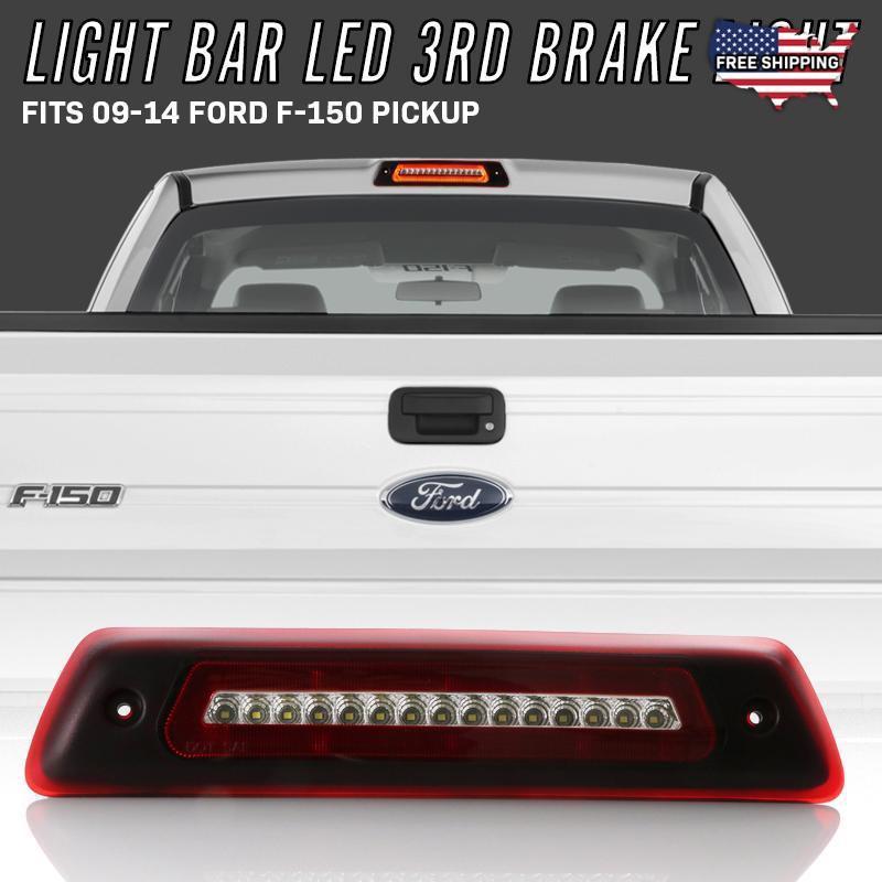 2009-2014 Ford F150 / F-150 Pickup Truck 2 in 1 Red/Clear or Smoke 3rd Brake Light LED Bar with White LED Cargo Lamp - Made by USR