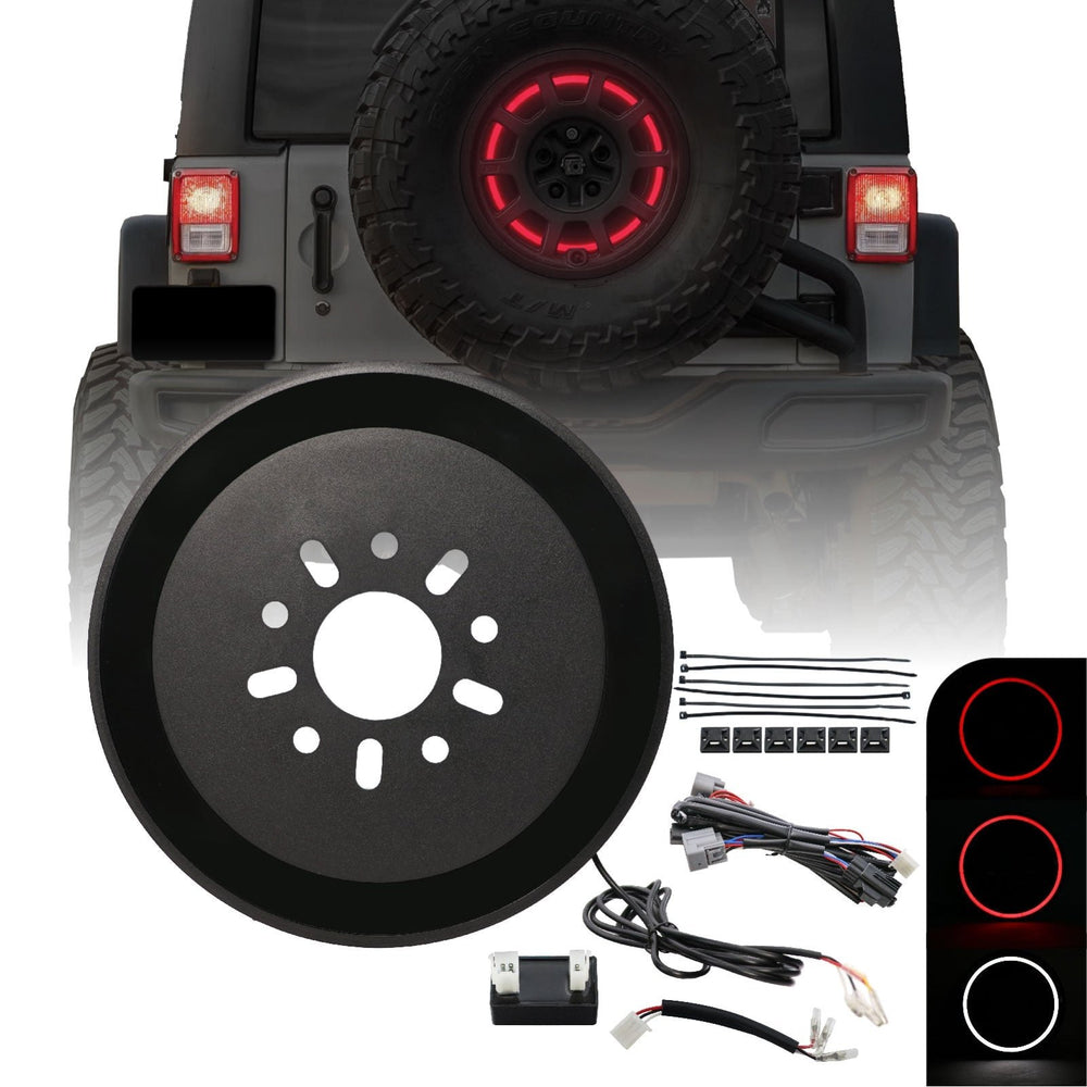 2018+ Jeep Wrangler JL / 1997-2006 Jeep Wrangler TJ / 2007-2018 Jeep Wrangler JK Switchback Red/White LED Halo Spare Tire Third Brake Light - Made by USR