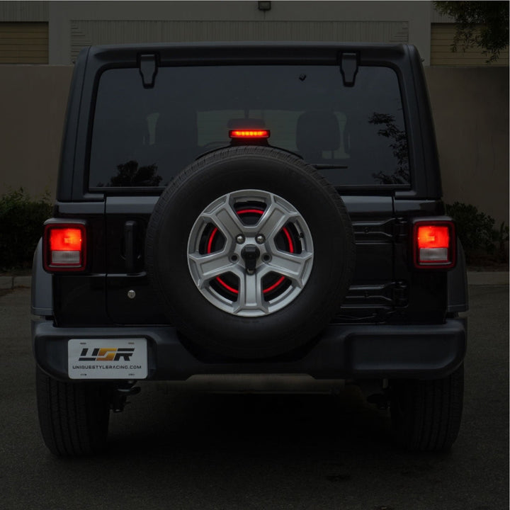 2018+ Jeep Wrangler JL / 1997-2006 Jeep Wrangler TJ / 2007-2018 Jeep Wrangler JK Switchback Red/White LED Halo Spare Tire Third Brake Light - Made by USR