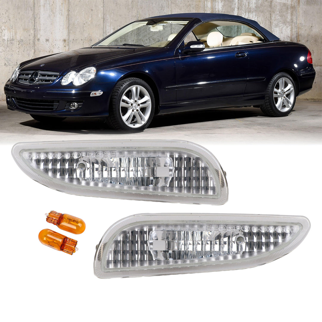 2003-2009 Mercedes CLK Class W209 Crystal Clear or Crystal Smoke Front  Bumper Side Marker Light - Unique Style Racing