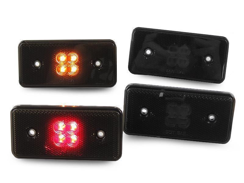 2002-2014 Mercedes Benz W463 G Wagon Chassis 4 PC Smoke Lens Front Amber and Rear Red LED Bumper Side Marker Light