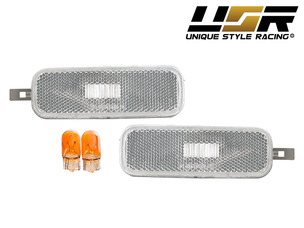 1993-1997 Nissan Altima / 1989-1994 Nissan 240SX S13 Front Clear Bumper Side Marker Lights - Made by DEPO