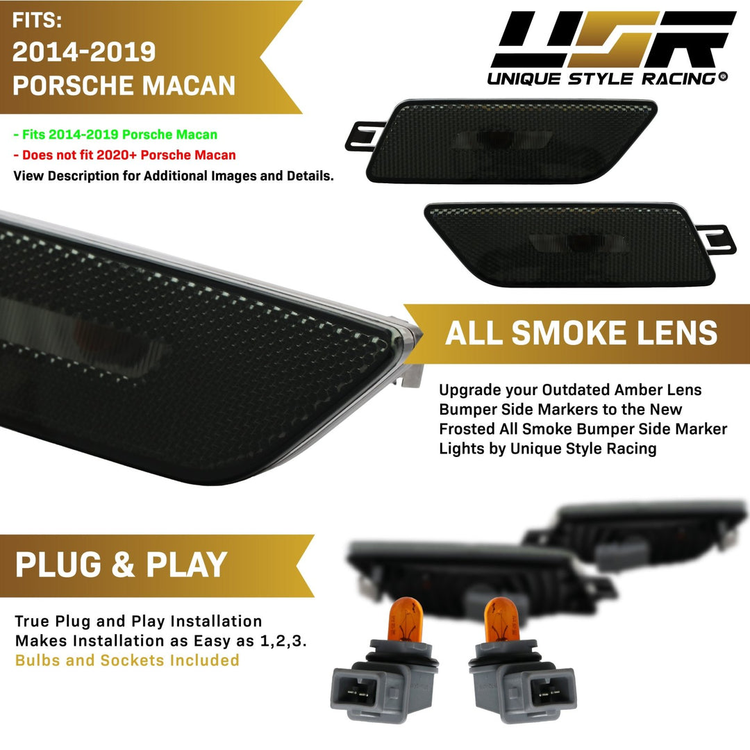 2014-2019 Porsche Macan OE Frost Lens Clear or Smoke Front Bumper Side Marker Light