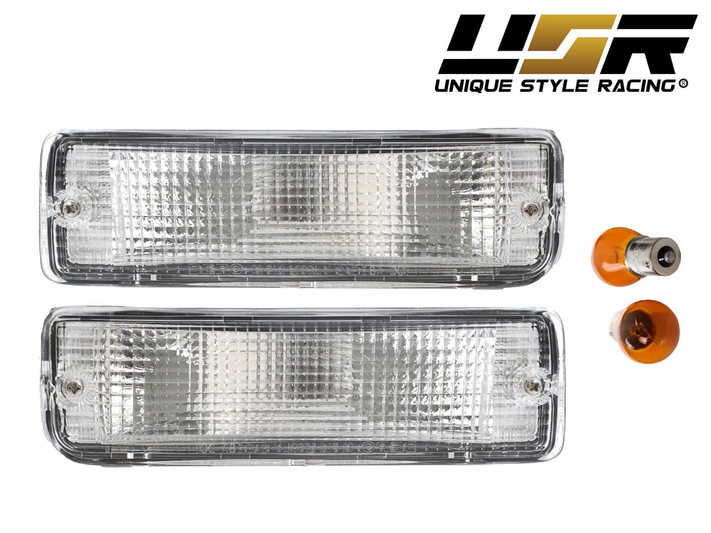 1990-1991 Toyota 4Runner / 1989-1995 Toyota Pick Up Front Clear Bumper Turn Signal Lights - Made by DEPO