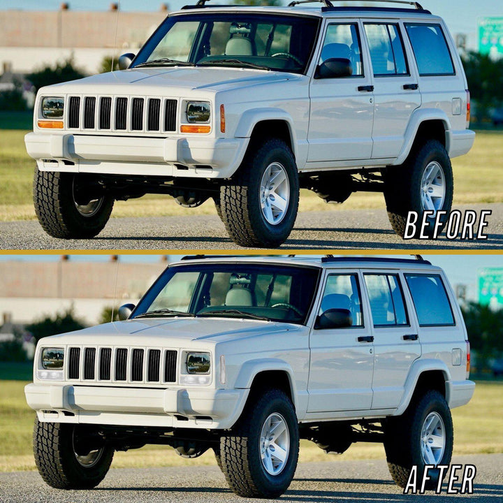 1997-2001 Jeep Cherokee XJ Clear or Smoke Front Corner Side Marker Lights + Bumper Signal Lights - Made by DEPO