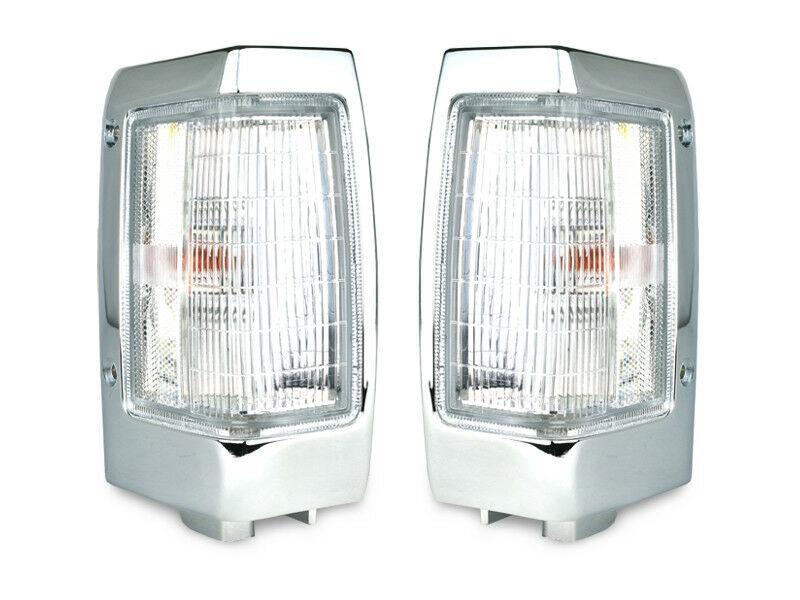 1987-1995 Nissan Pathfinder Chrome Trim Clear Front Corner Lights - Made by DEPO