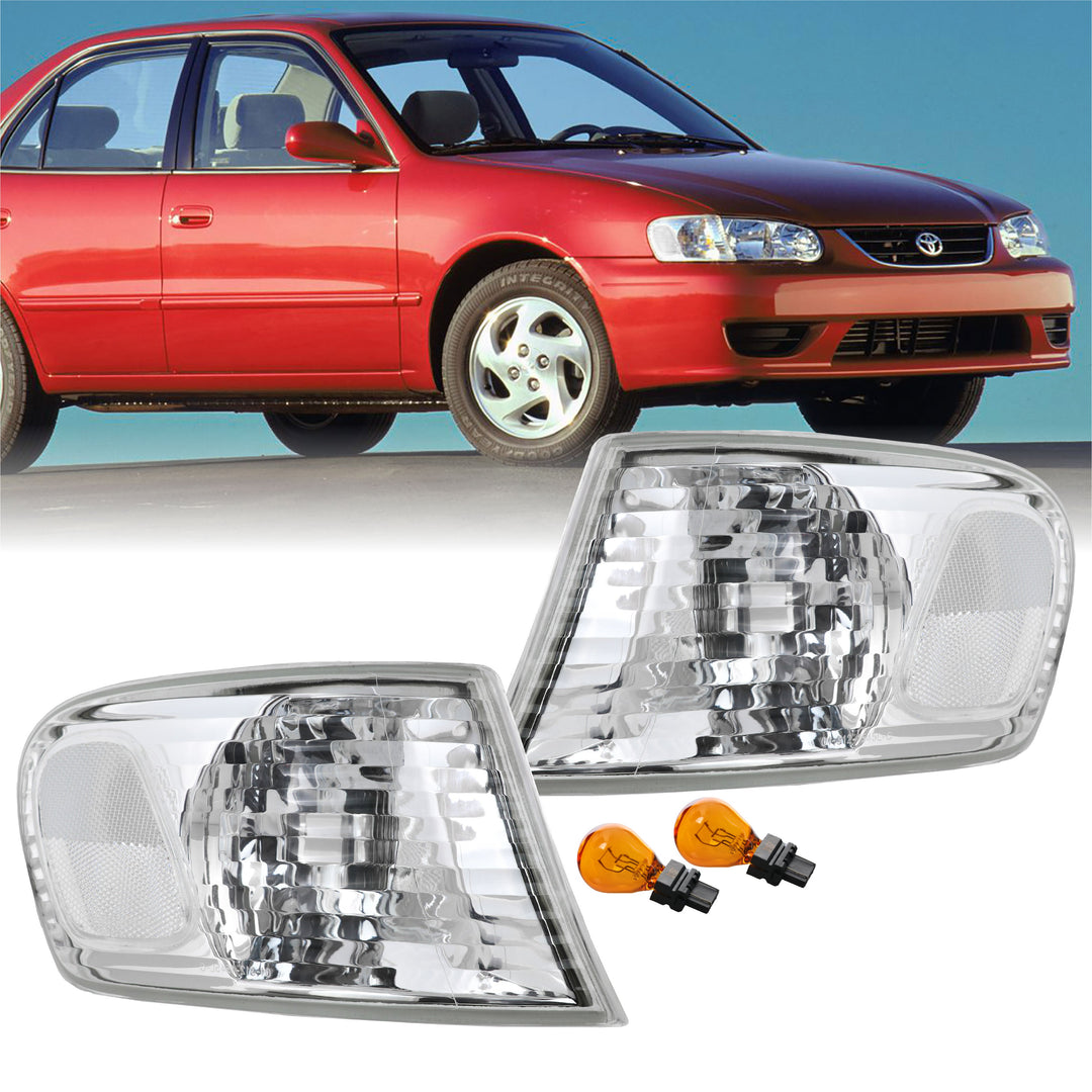 2001-2002 Toyota Corolla DEPO All CLEAR Corner Signal Light Set - Made by DEPO
