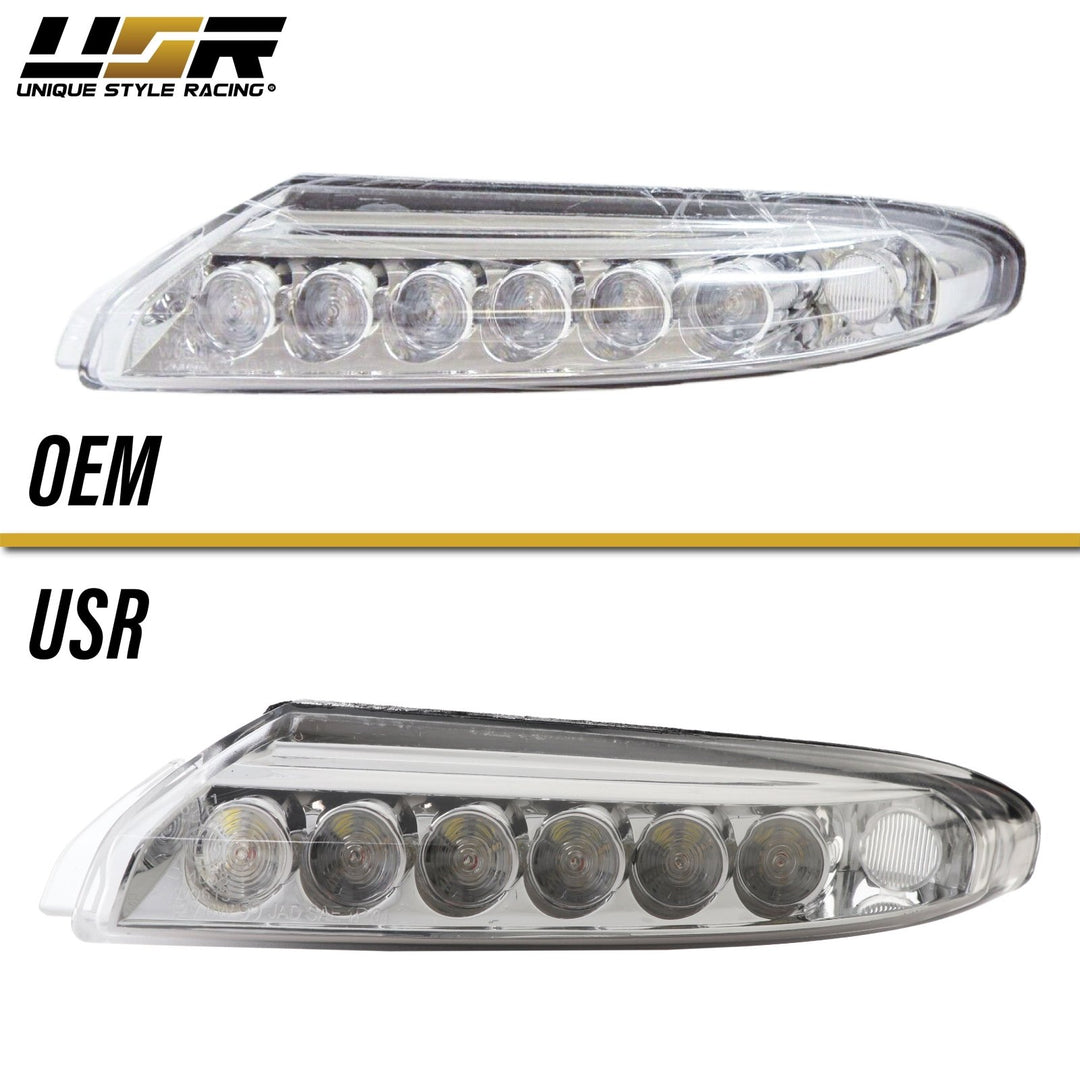 2007-2012 Porsche 911 Turbo/GT2 997 Chassis Clear or Smoke Front LED DRL + Turn Signal Bumper Light