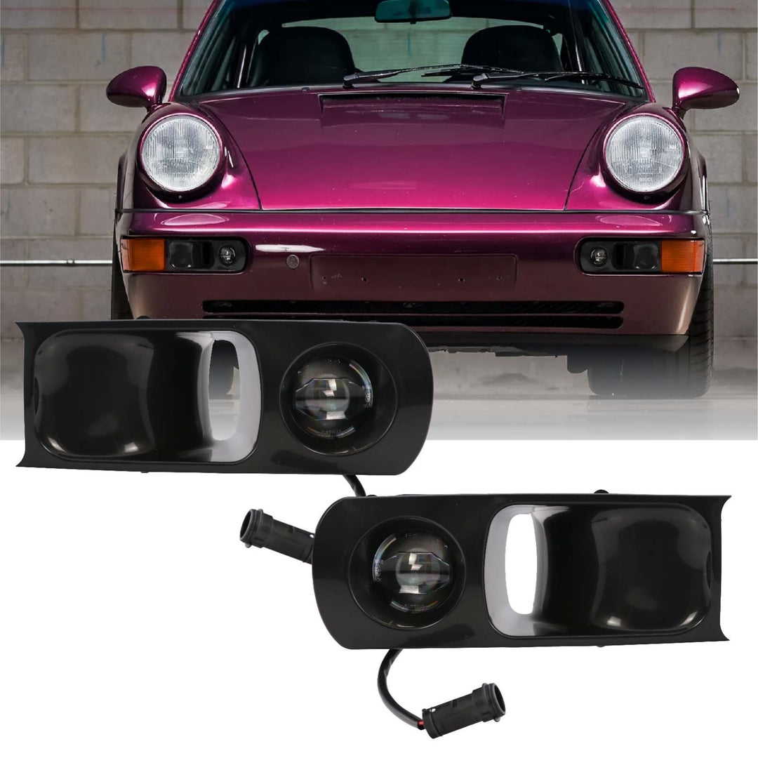 1989-1994 Porsche 911 Carrera 964 Chassis Projector LED Fog Light with Paintable Air Duct