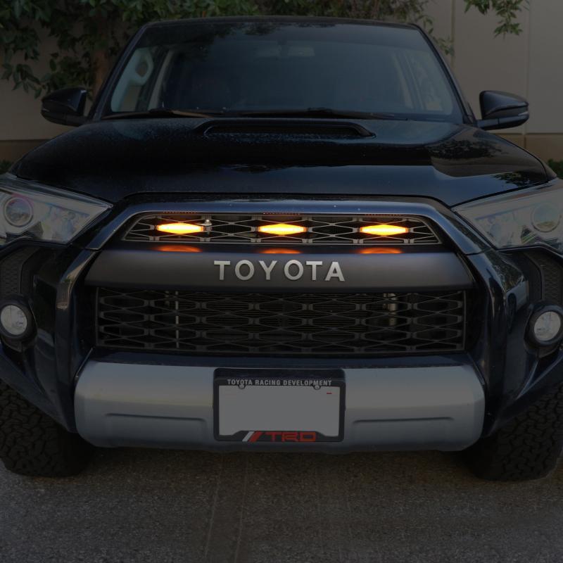 2014-2021 Toyota 4Runner DRL Wire + Screw On 3pcs Wide Raptor LED Grill Lights