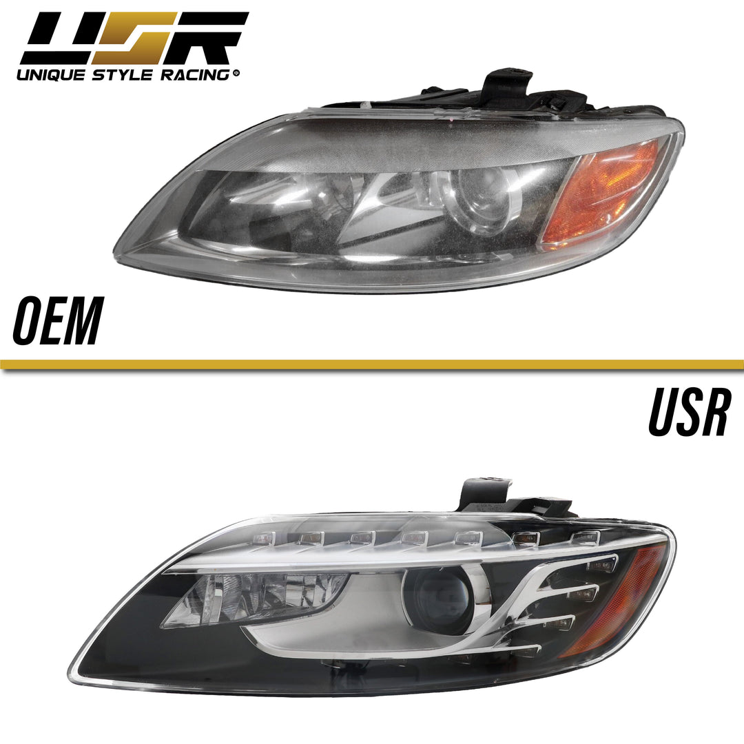 2007-2009 Audi Q7 Facelift Clear Lens White LED Strip Projector Headlight - Made by DEPO
