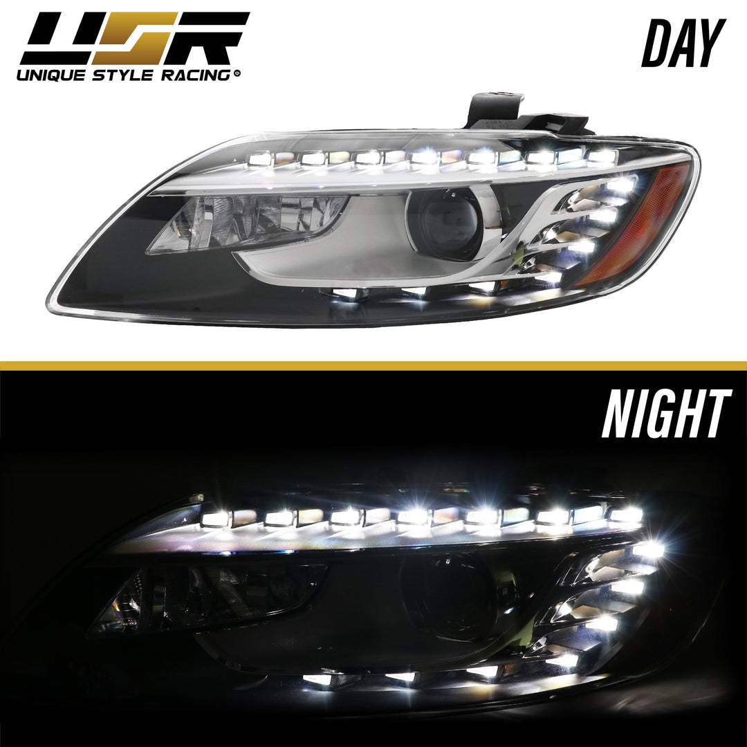 2007-2009 Audi Q7 Facelift Clear Lens White LED Strip Projector Headlight -  Unique Style Racing