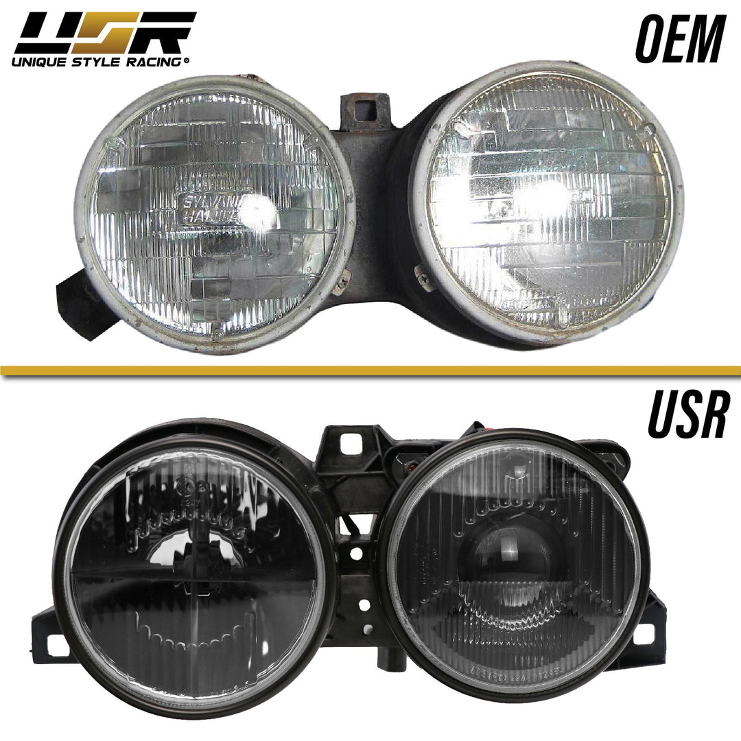 1984-1991 BMW E30 3 Series Euro Smiley Cross Hair Projector Glass Lens Headlights - Made by DEPO