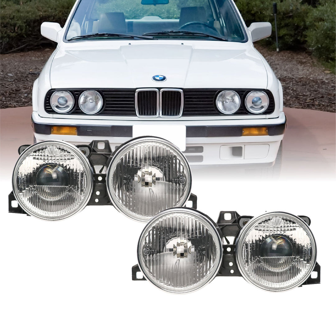 1984-1991 BMW E30 3 Series Euro Smiley Projector Glass Lens Headlights - Made by DEPO