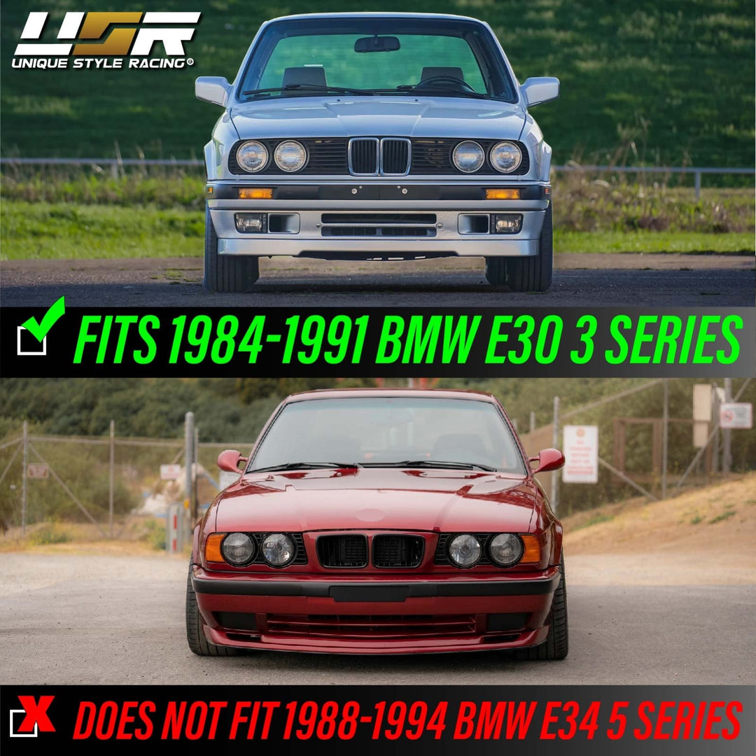 1984-1991 BMW E30 3 Series French Edition Yellow Glass Lens Euro Smiley Projector Headlights