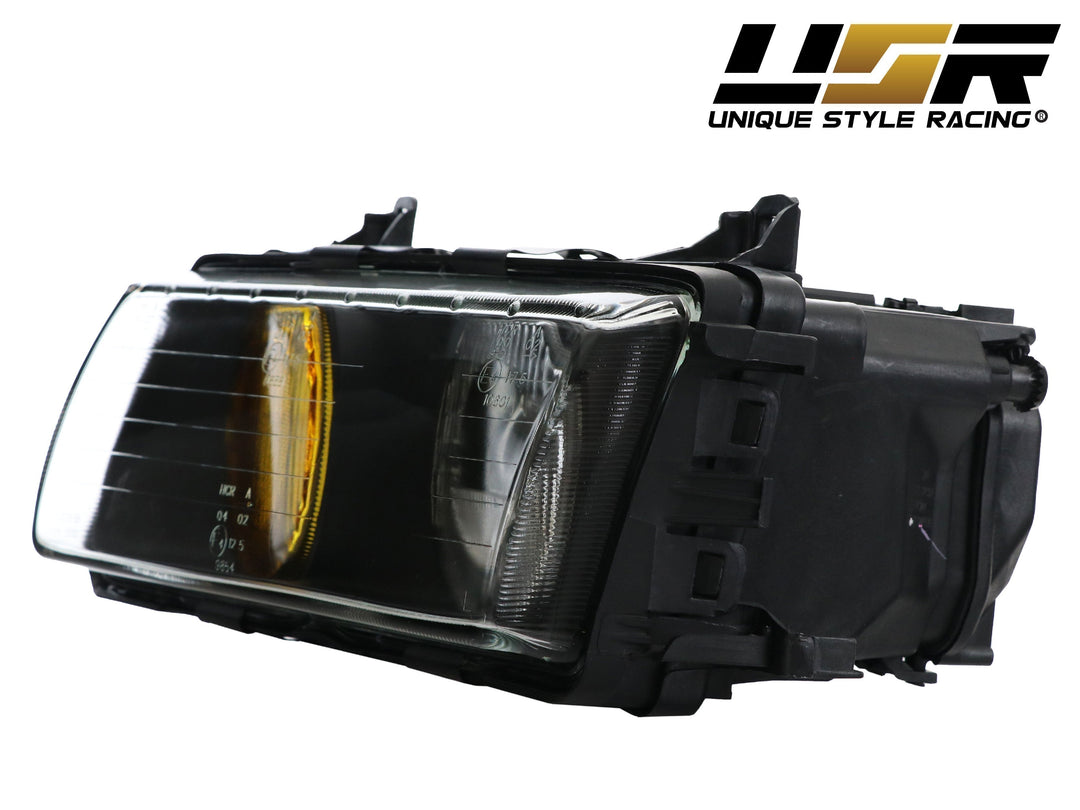 1992-1999 BMW E36 3 Series Yellow High Clear Low Glass Lens Hella Euro Ellipsoid Projector Headlight - Made by DEPO