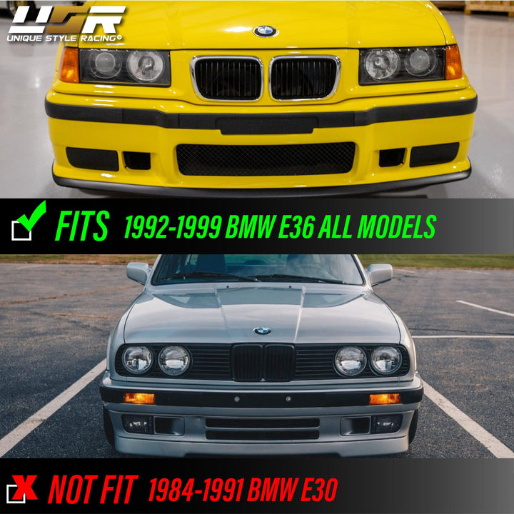 1992-1999 BMW E36 3 Series Hella Euro Ellipsoid GLASS Lens Projector Headlight - Made by DEPO with Optional Daytime Visible UHP LED Angel Eye Halo Rings