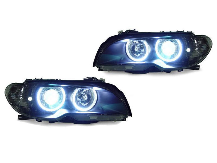 2004-2006 BMW 3 Series E46 Facelift 2D Coupe / Cabrio UHP LED Angel Eyes Halo Projector Headlight - Made by DEPO