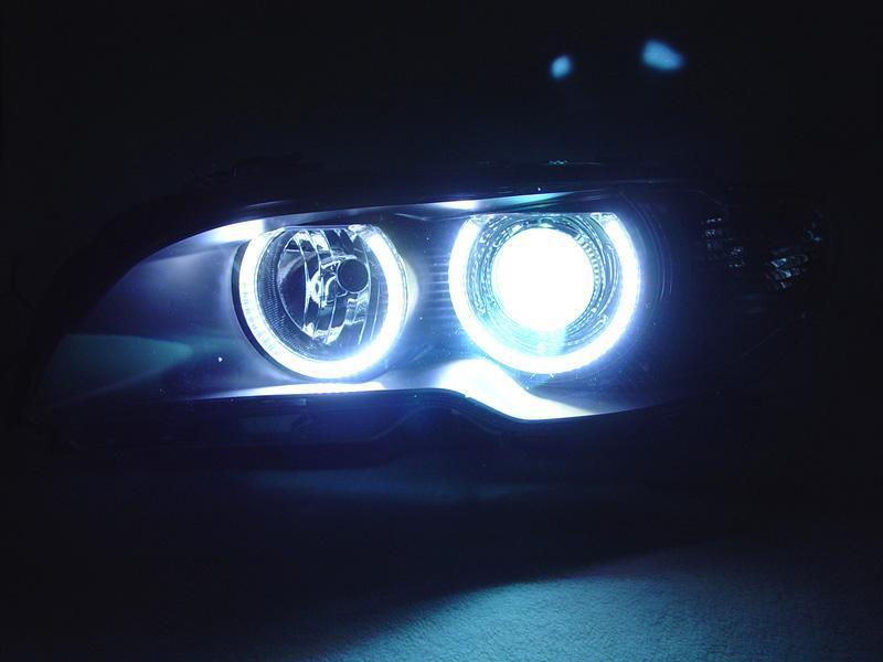 2004-2006 BMW 3 Series E46 Facelift 2D Coupe / Cabrio UHP LED Angel Eyes Halo Projector Headlight - Made by DEPO