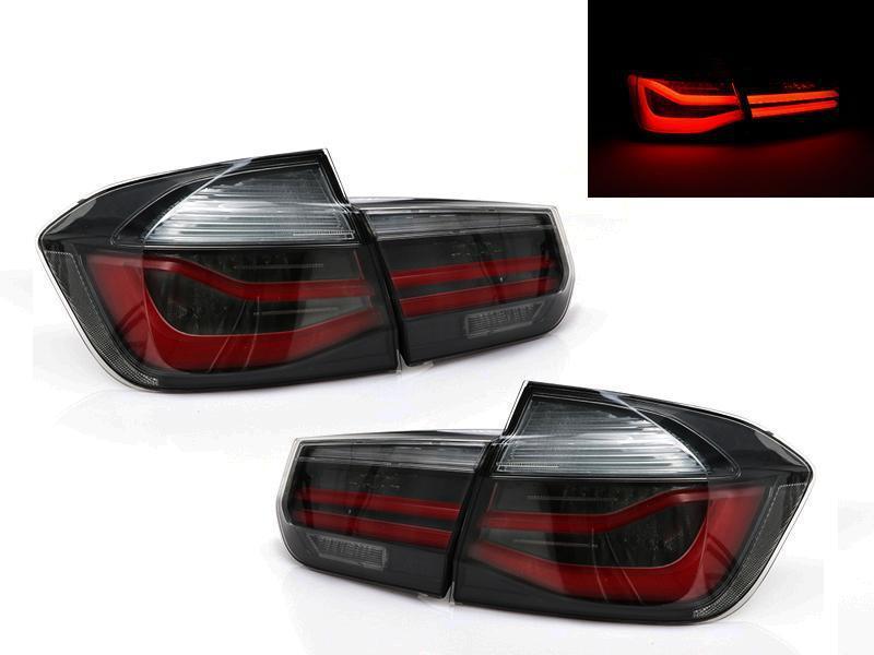 2012-2015 BMW F30 3 Series 4D / 5D Black LED Angel Eyes Halo Ring Projector Headlight + Blackline LED Light Bar Rear Tail Lights COMBO - Made by DEPO
