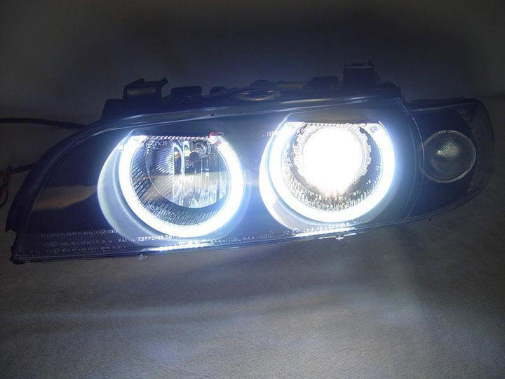 1997-2000 BMW E39 5 Series Angel Eye Halo Projector Headlight W/ Optional LED Ring For Factory Halogen Models - Made by DEPO
