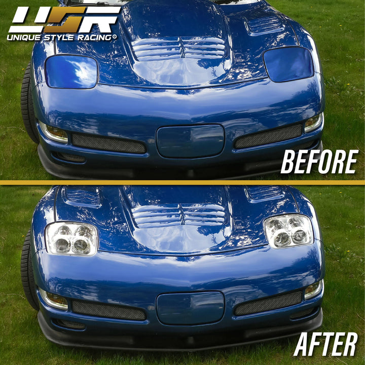 1997-2004 Chevrolet Corvette C5 Black OR Chrome Projector Headlights - Made by DEPO