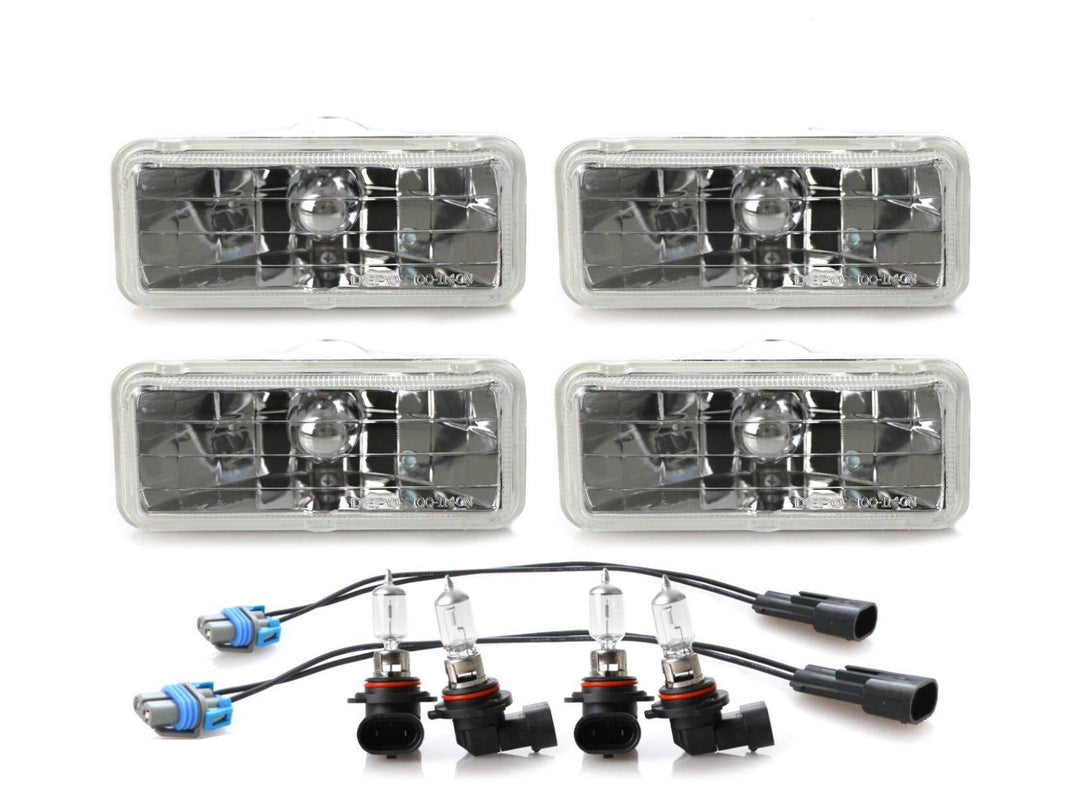 1993-1997 Chevy Chevrolet Camaro Euro Crystal Clear Headlight with Wiring + Halogen Bulbs Made by DEPO