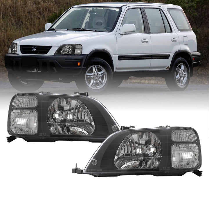 1997-2001 Honda CRV CR-V DEPO JDM Style Black Housing Clear Corner Headlights