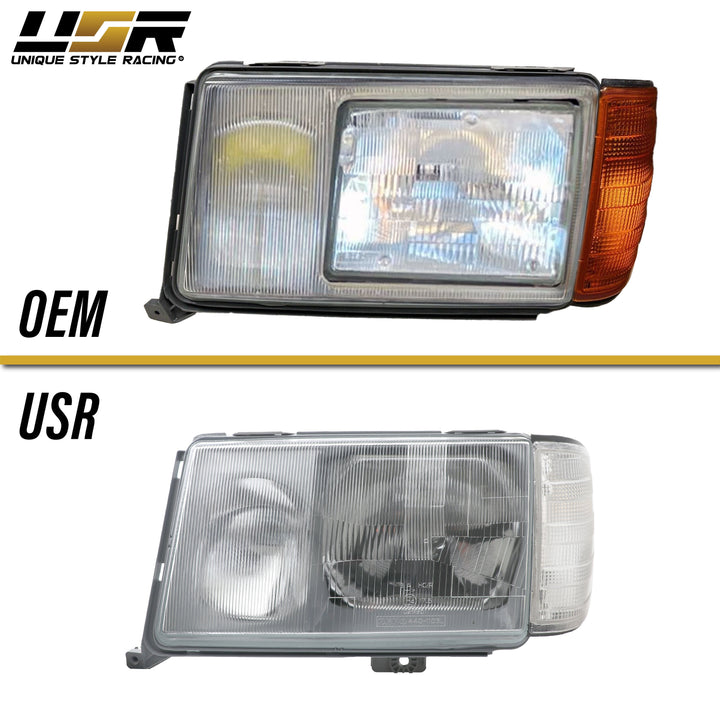 1986-1993 Mercedes Benz W124 E Class Euro Headlights with Corner Lights and Wiring - Made by DEPO