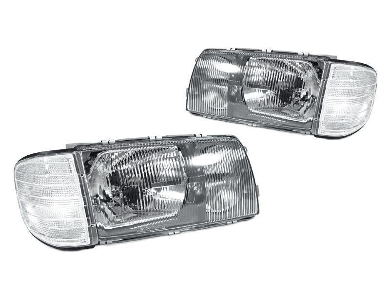 1981-1991 Mercedes S Class W126 EURO GLASS Lens Headlight with Optional Corner Light Made by DEPO