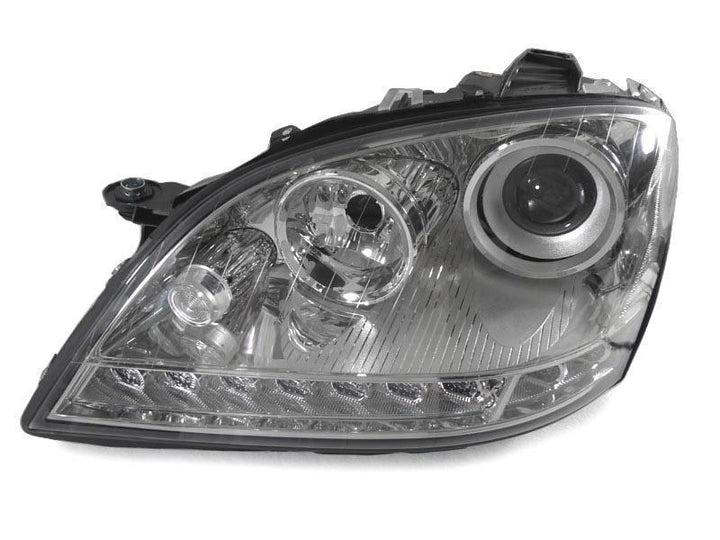 2006-2008 Mercedes Benz M Class W164 White LED Strip Chrome or Black Housing Projector Headlight For Stock Halogen Model - Made by DEPO