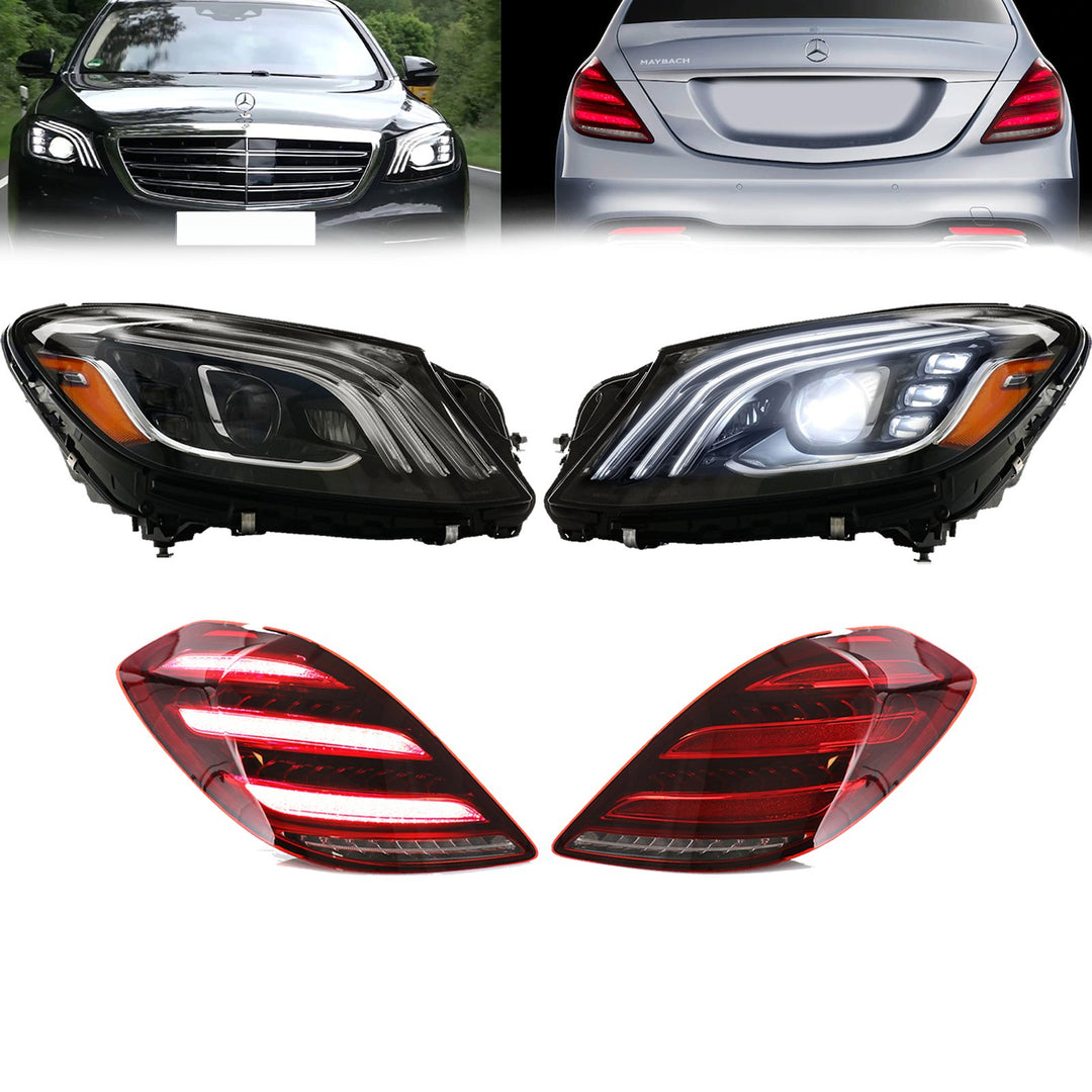 2014-2017 Mercedes Benz W222 S Class Facelift Style Full LED Headlight + Facelift Full LED Tail Lights COMBO - Made by DEPO