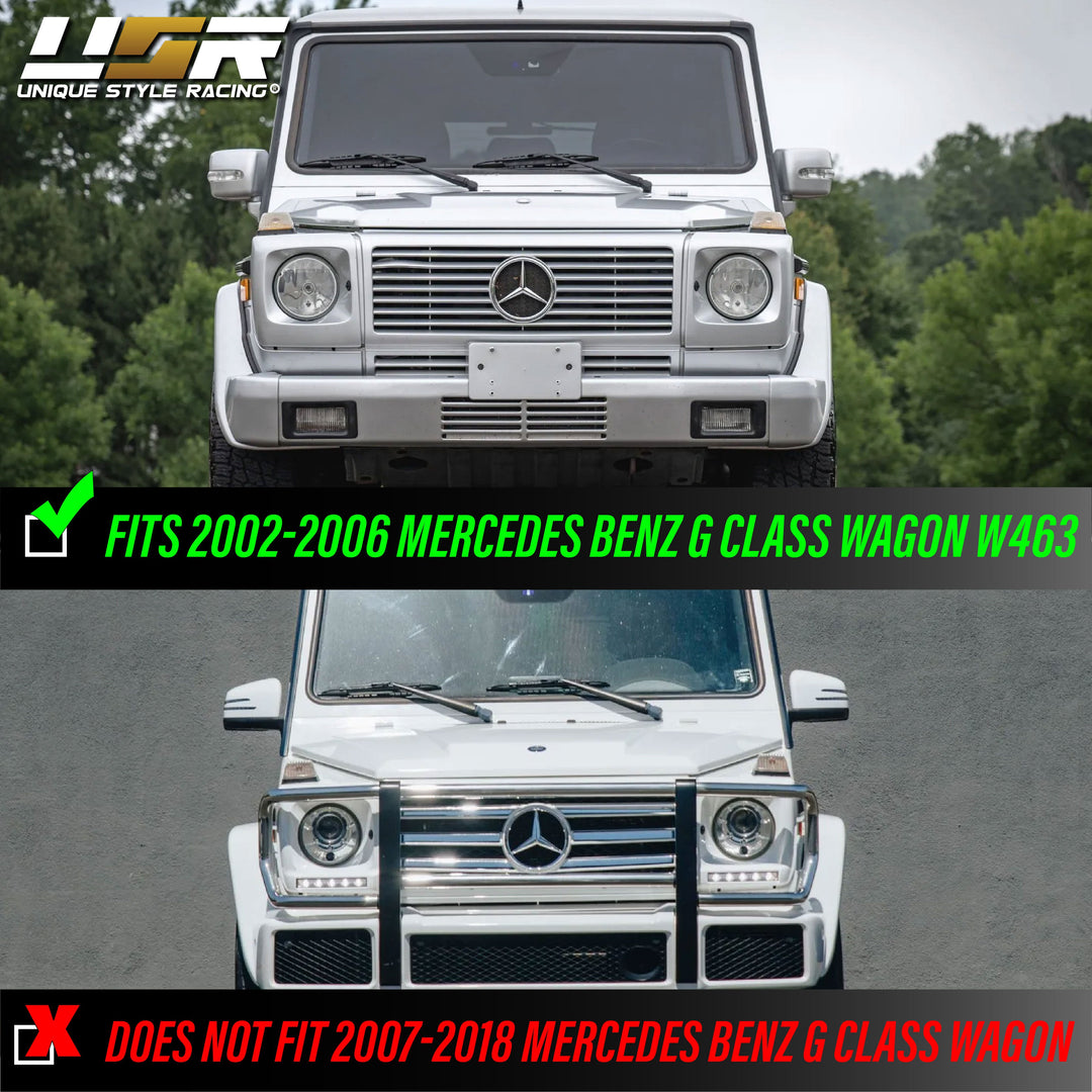 2002-2006 Mercedes Benz G Class Wagon W463 FACELIFT Style GLASS Lens Projector Headlight With Optional Xenon HID Made by DEPO
