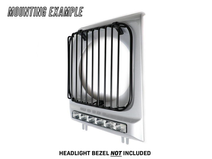 2002-2006 Mercedes Benz G Class Wagon W463 Facelift Style Glass Lens Chrome Housing Projector Headlight + Safari Style Stone Guard Grills - Made by DEPO