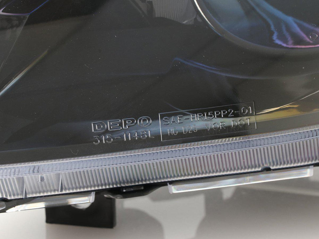 2003-2009 Nissan 350Z Z33 Facelift Style JDM Black DEPO D2S Bi-Xenon LED Projector Headlight
