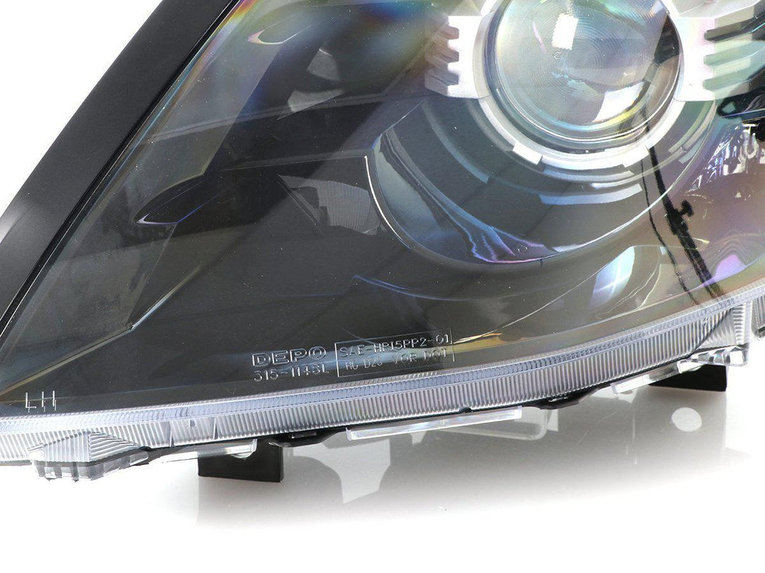 2003-2005 Nissan 350Z Z33 Facelift Style JDM Black D2S Bi-Xenon LED Projector Headlight + JDM 'Z' Shaped Black LED Tail Light COMBO - Made by DEPO