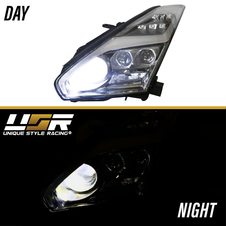 2009-2019 Nissan GT-R / GTR R35 OEM Facelift Style DRL Lightning Bar Full LED Projector Headlight - Made by DEPO
