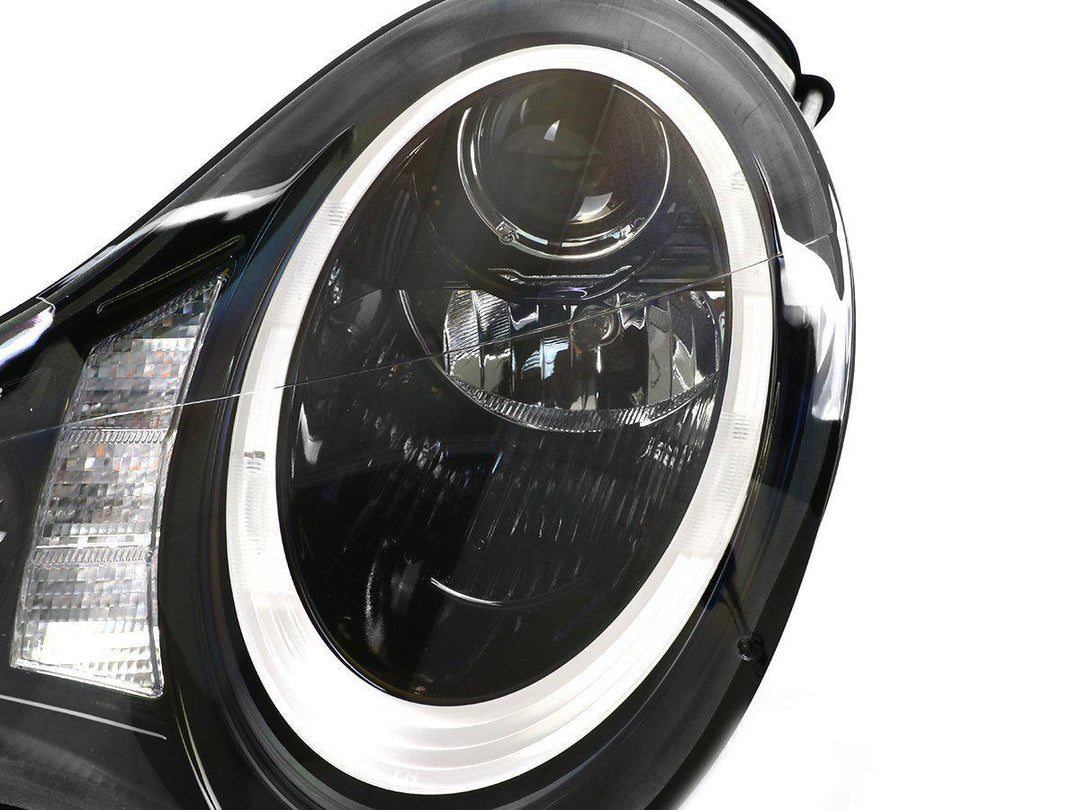 2002-2004 Porsche 911 Carrera Turbo 996 Chassis USR 991 Style LED Ring Black Housing Project Headlight For Stock Xenon D2S HID Model
