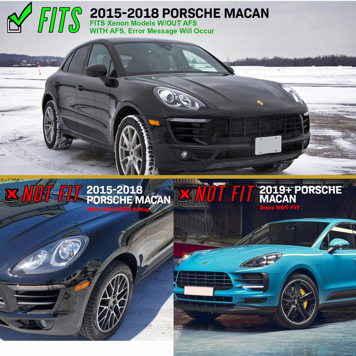 2014-2018 Porsche Macan W/ Stock Xenon HID Model FULL LED GTS Black Headlights - Made by DEPO