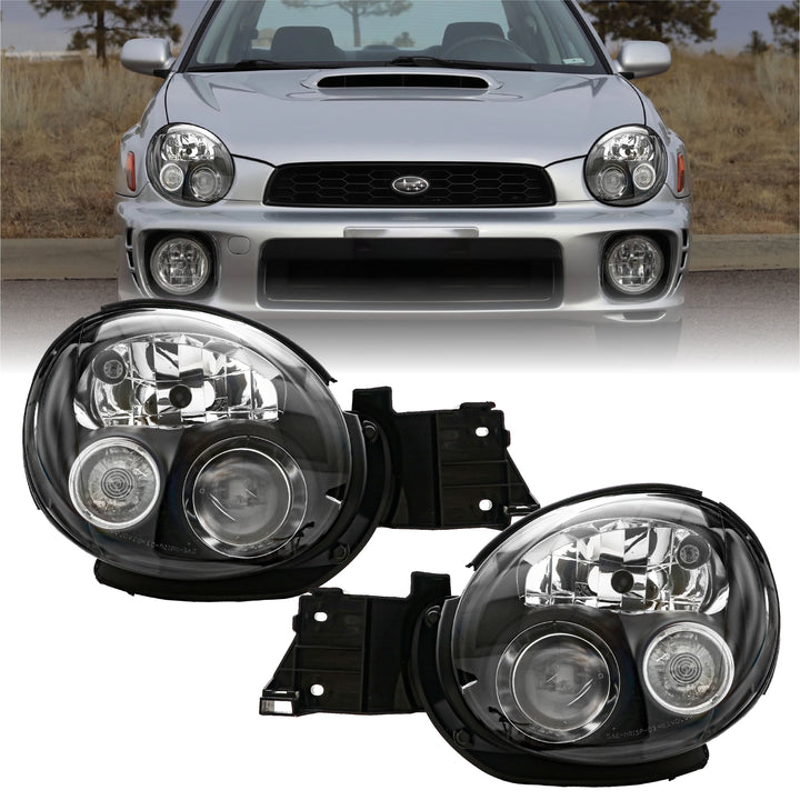 2002-2003 Subaru Impreza JDM Style BUGEYE Black Housing Projector Headlight Made by DEPO