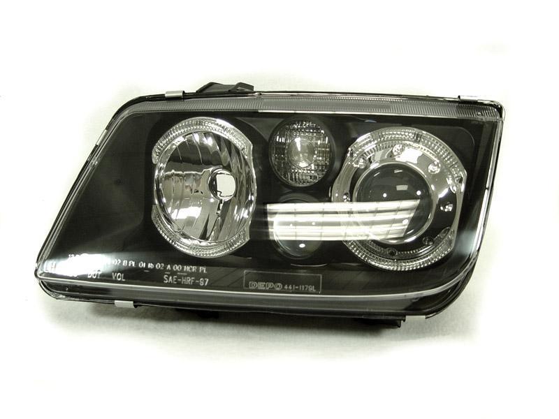 1999-2004 VW Jetta / BORA Mk. 4 Black Housing Projector Angel Eyes Halo Headlight - Made by DEPO