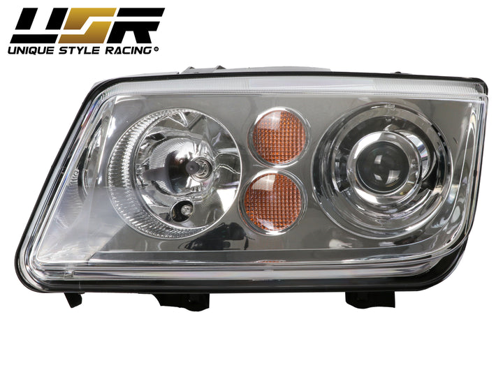 1999-2004 VW Jetta 4 IV / Bora Black or Chrome E Code OE Xenon Replica Style Projector Headlights for Halogen Models Only - Made By DEPO