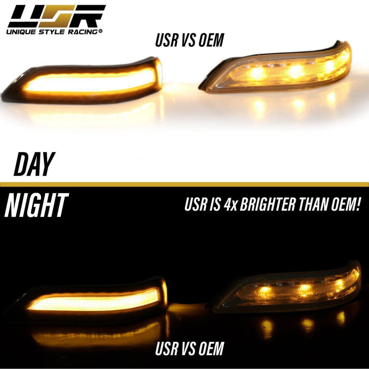 2007-2014 Acura TL / 2010-2012 Acura ZDX Dark Smoke Lens Sequential Amber LED Mirror Signal Lights - Made by USR