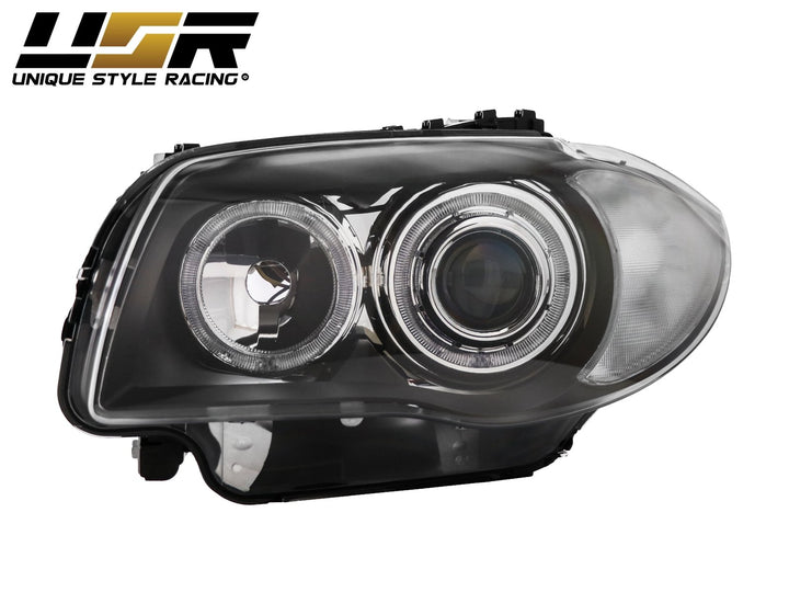 2008-2012 BMW E82 / E88 1 Series DEPO OE Style Euro Clear Corner V2 LED Angel Eye Halo Projector Headlights