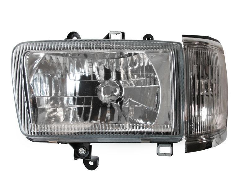 1992-1995 Toyota 4Runner Euro Style Crystal Chrome Headlights + Clear Corner Lights W/ H4 to 9004 Plug and Play Wiring Adapters - Made by DEPO