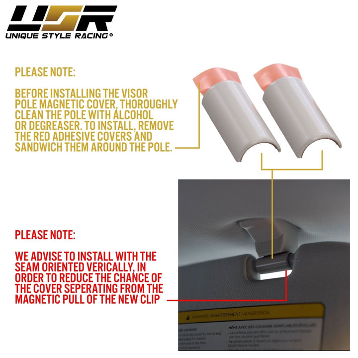 2017-2020 Tesla Model 3 Magnetic Clips Upgrade for Sun Visor Hook Repair - Made by Unique Style Racing