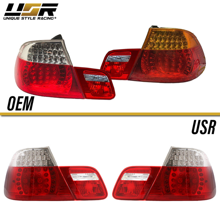 2004-2006 BMW E46 3 Series 2D Coupe Red/Clear OR Red/Smoke LED Tail Light - Made by DEPO