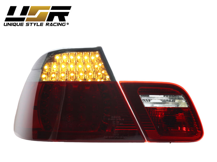 2000-2003 BMW E46 3 Series 2 Door Coupe Red/Clear or Red/Smoke LED Tail Light Made By DEPO